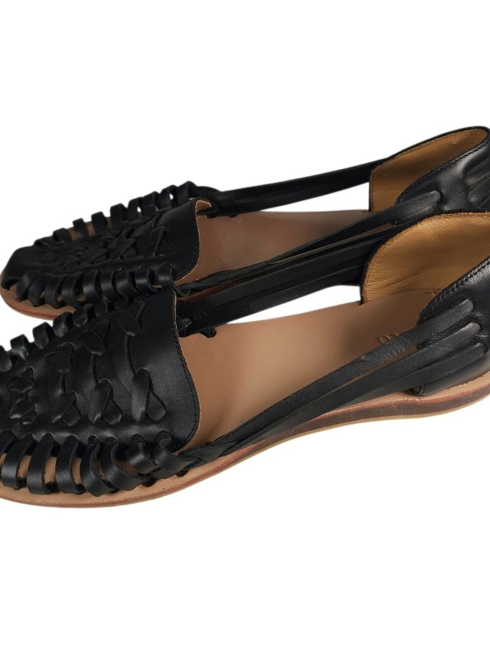 NISOLO Huarache Sandals Black Leather Woven Made in PERU Women's 10